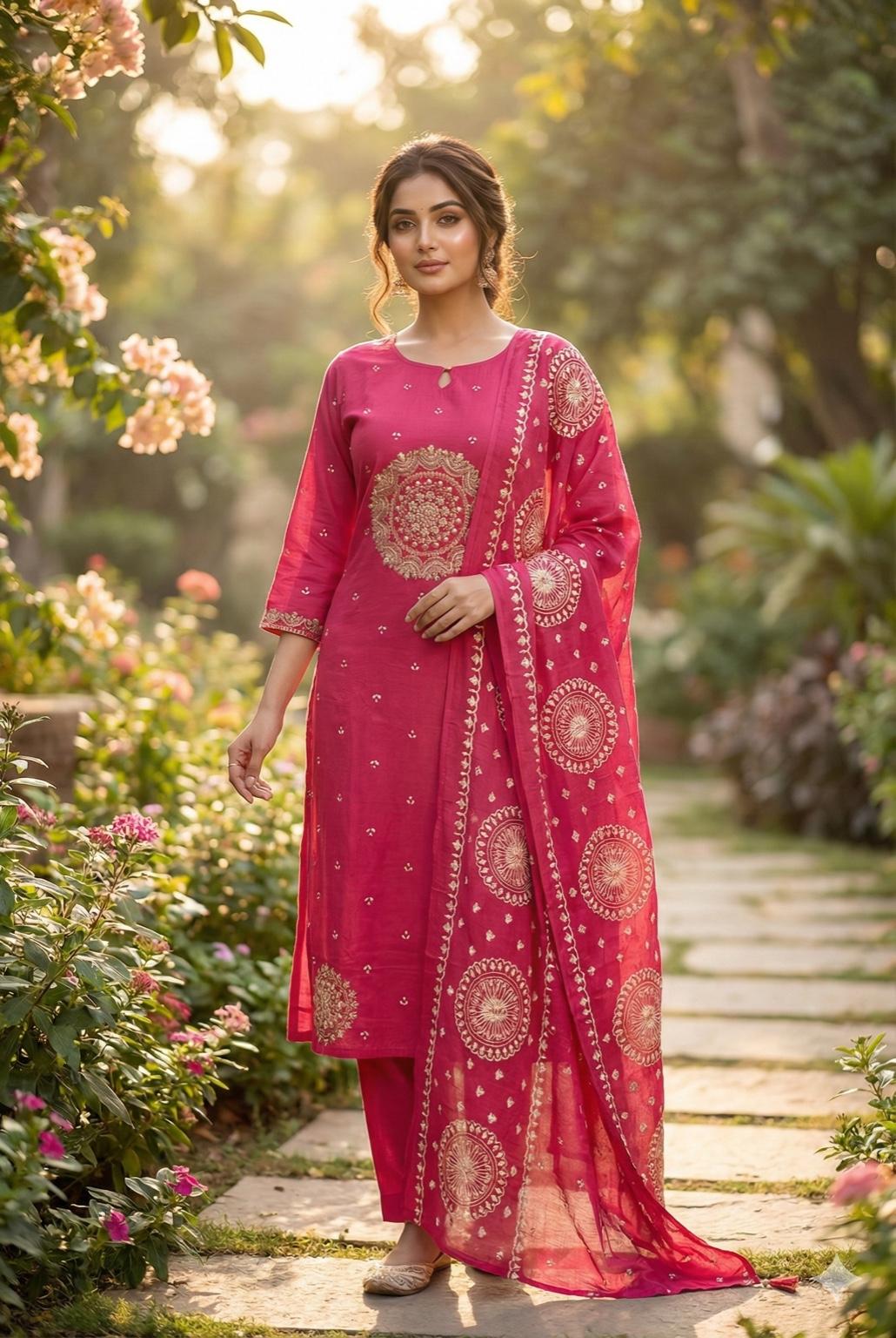 Dori Work Mul Cotton Kurta Set