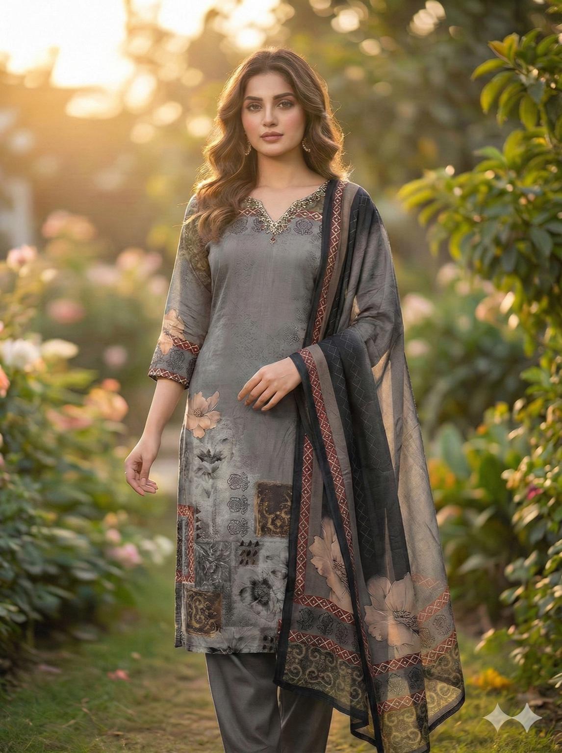 Printed Maslin Kurta Set