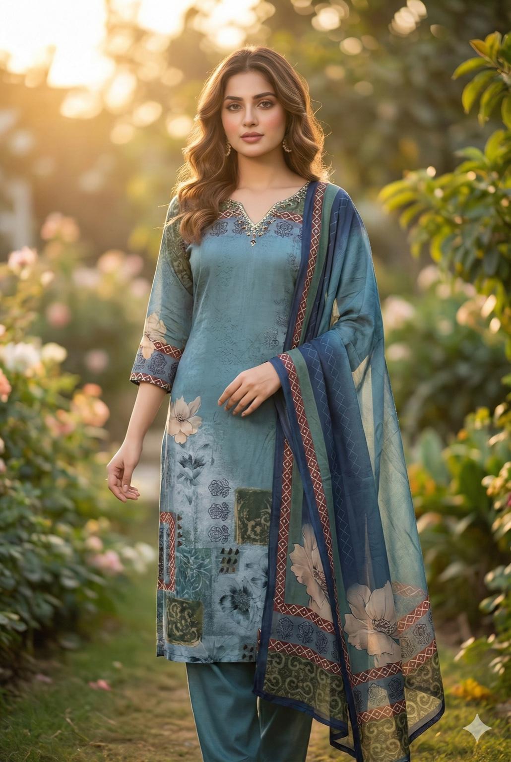 Printed Maslin Kurta Set