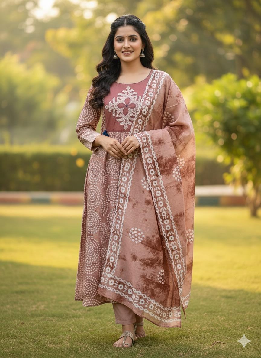 Batik Silk Kurta Set