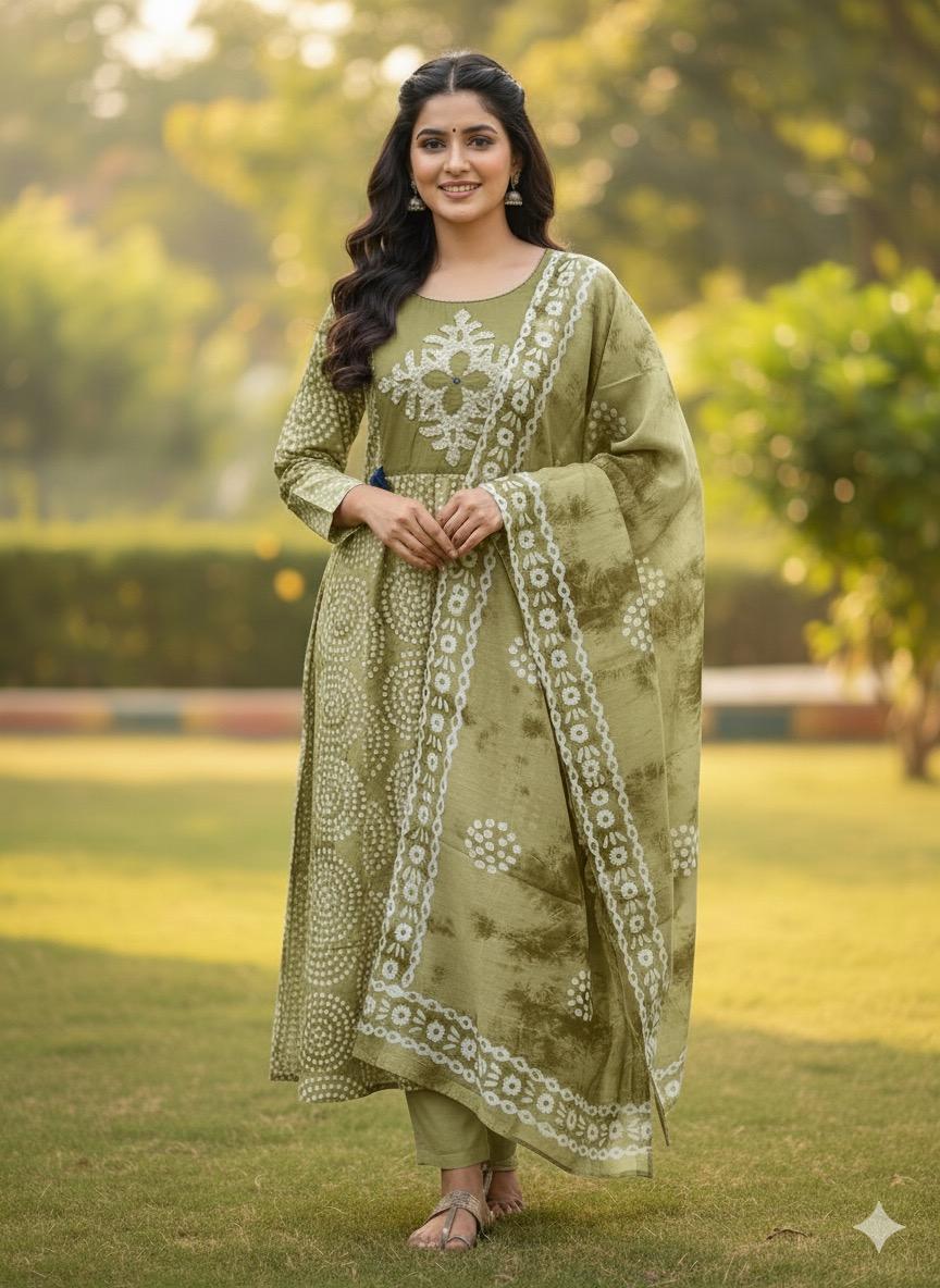 Batik Silk Kurta Set