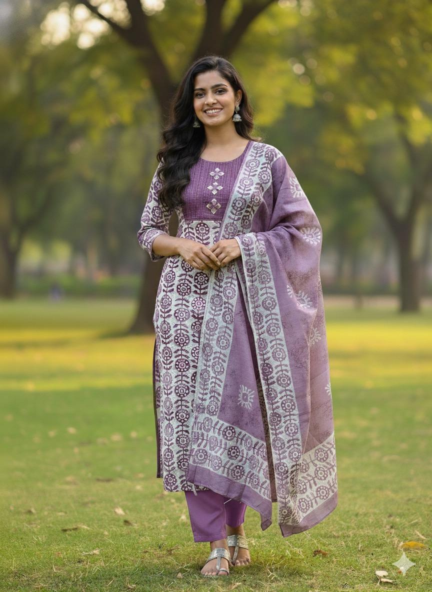 Batik Silk Kurta Set