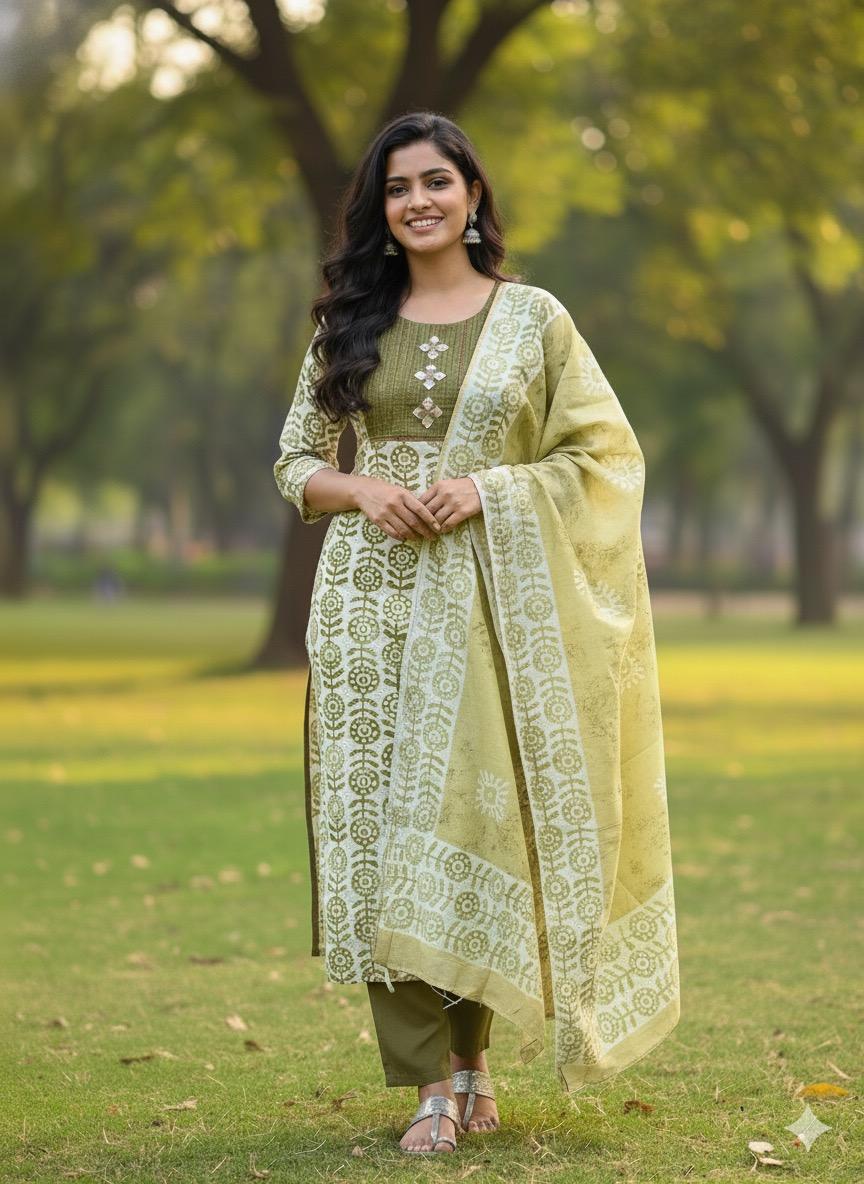 Batik Silk Kurta Set